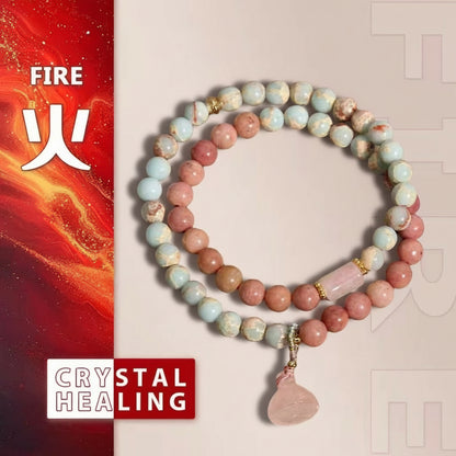 Natural Rhodochrosite & Amazonite Double Wrap Bracelet