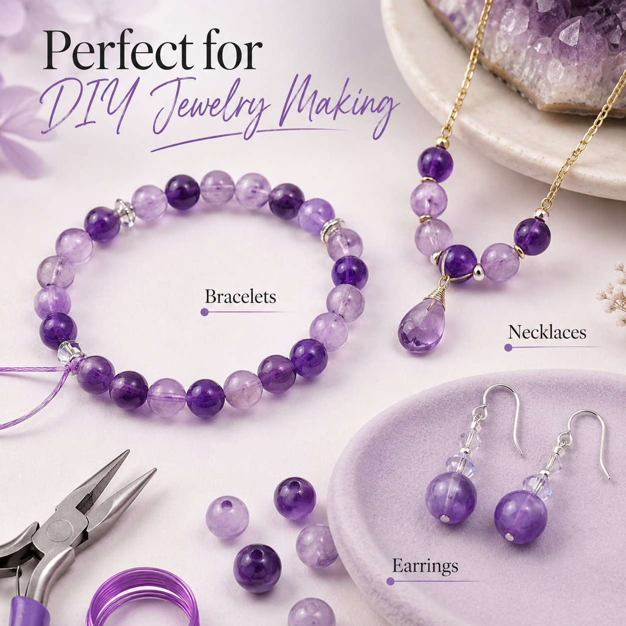 Amethyst Single Beads for DIY