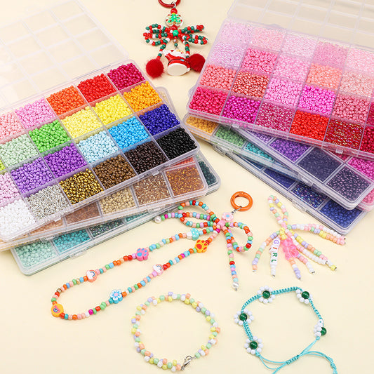 Premium 24-Grid 3mm Glass Seed Beads Set - Professional DIY Jewelry Making Supplies & Material Kit for Custom Bracelets, Necklaces, and Handcrafted Accessories
