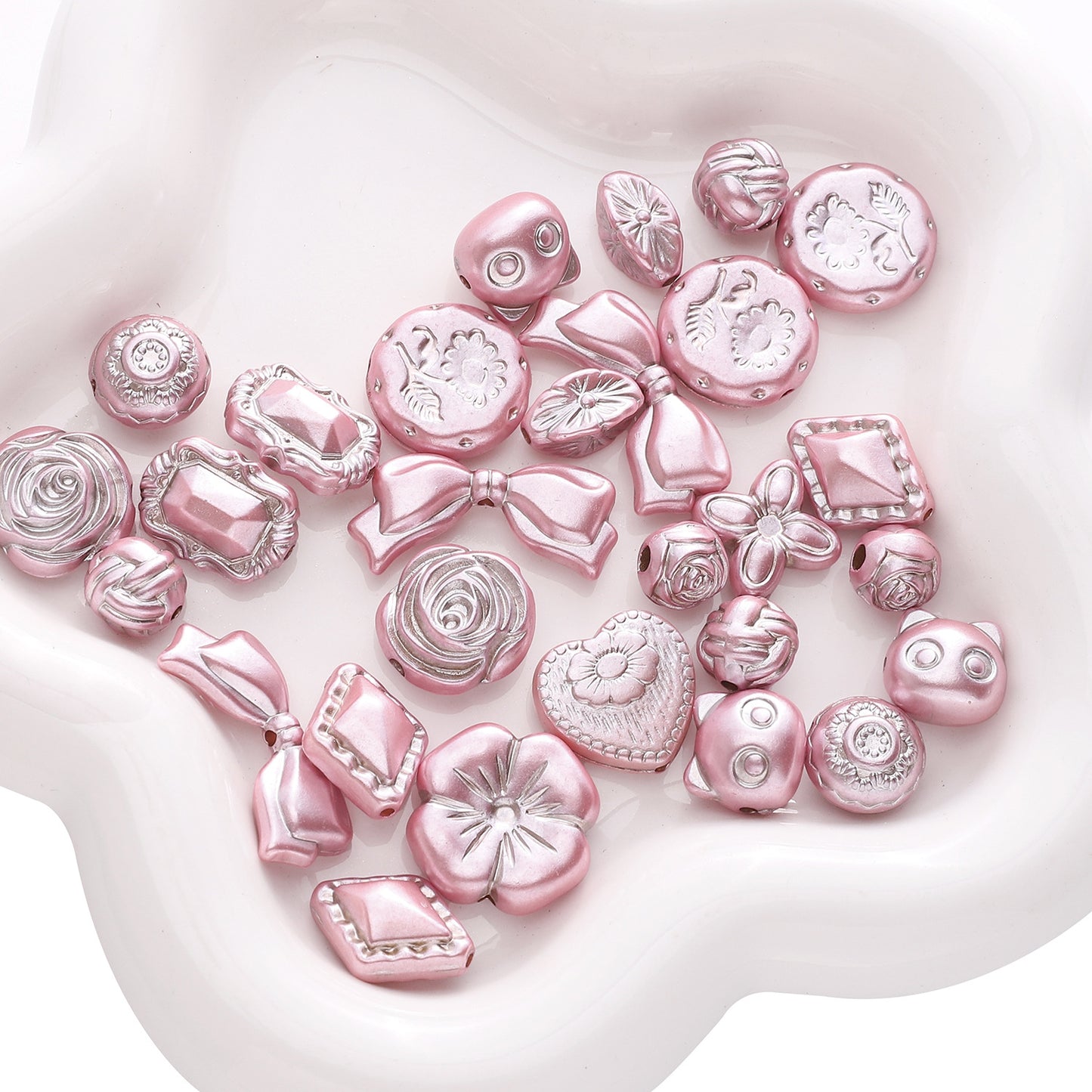 Gold-Edge Marble-Style Acrylic Beads— DIY Jewelry & Phone Charm Beads