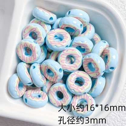 Cute colored lacquered donut DIY handmade beaded material bracelet necklace jewelry loose bead accessories acrylic