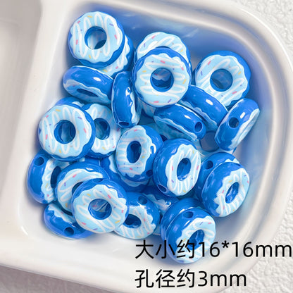Cute colored lacquered donut DIY handmade beaded material bracelet necklace jewelry loose bead accessories acrylic