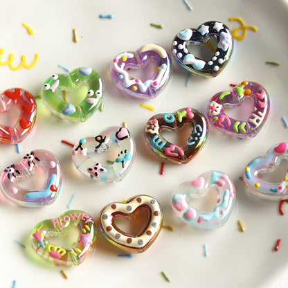 Acrylic plated hand-painted loose bead mobile phone chain car pendant bead DIY accessory kit