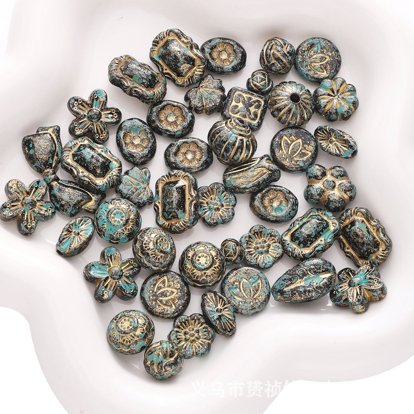 Gold-Edge Marble-Style Acrylic Beads— DIY Jewelry & Phone Charm Beads