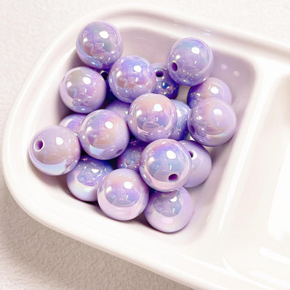 16Mm high-quality UV color-plated straight-hole round beads, beaded DIY mobile phone chain car hanging ring loose bead material jewelry accessories