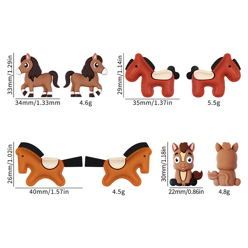 Cute Pony 3D Silicone Beads – Kawaii Horse Charms for DIY Jewelry, Beaded Pens & Accessories（20pcs)