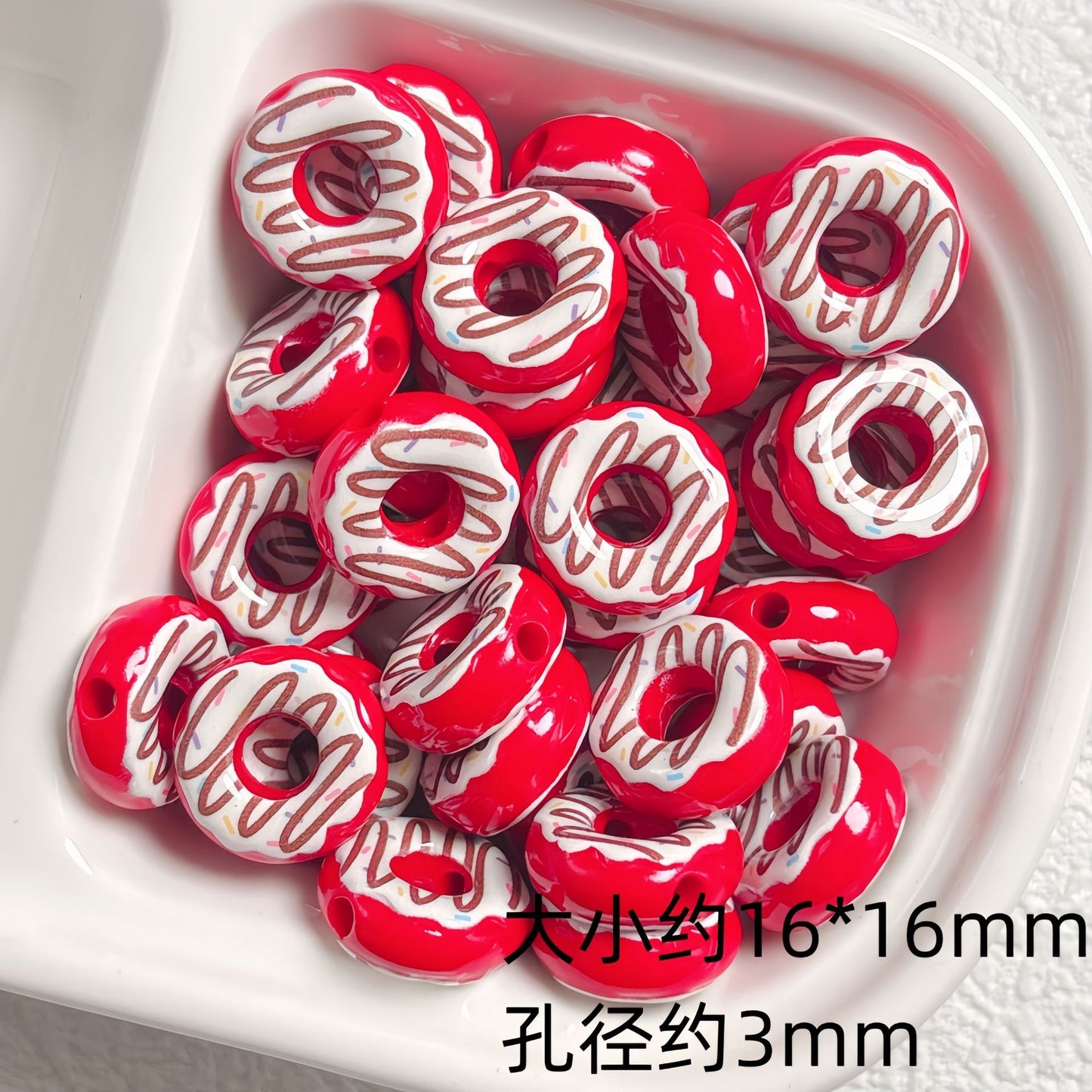 Cute colored lacquered donut DIY handmade beaded material bracelet necklace jewelry loose bead accessories acrylic