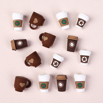 3D Food-Grade Silicone Beads for DIY Jewelry & Cup Charms – Hole Beads for Bracelet, Keychain & Coffee Cup Decoration(20pcs)