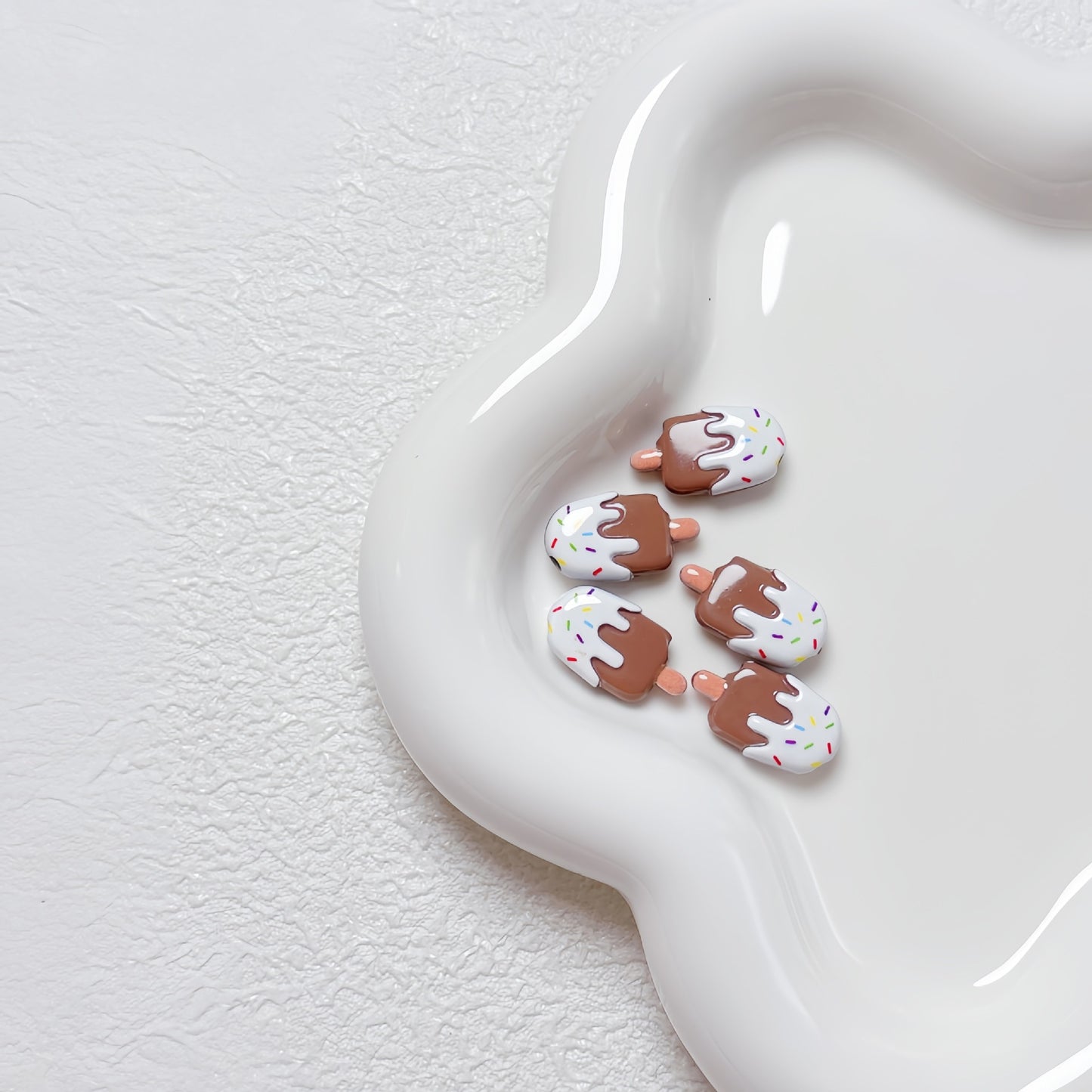 New Cartoon Painted Ice Cream & Popsicle Acrylic Beads | Straight & Diagonal Holes for DIY Phone Charms, Jewelry Making Supplies