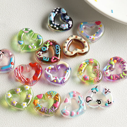 Acrylic plated hand-painted loose bead mobile phone chain car pendant bead DIY accessory kit