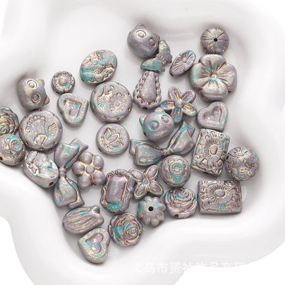 Gold-Edge Marble-Style Acrylic Beads— DIY Jewelry & Phone Charm Beads