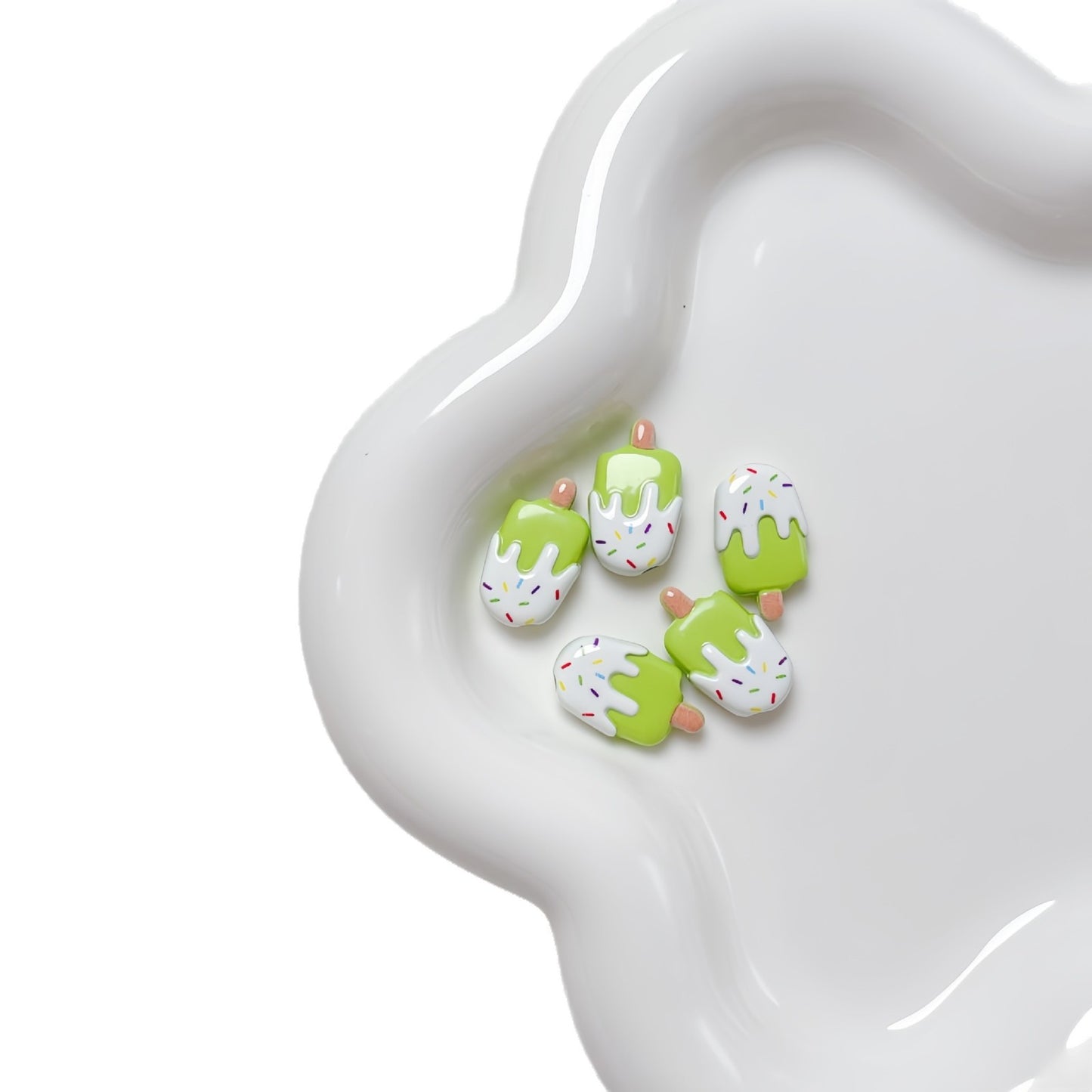 New Cartoon Painted Ice Cream & Popsicle Acrylic Beads | Straight & Diagonal Holes for DIY Phone Charms, Jewelry Making Supplies