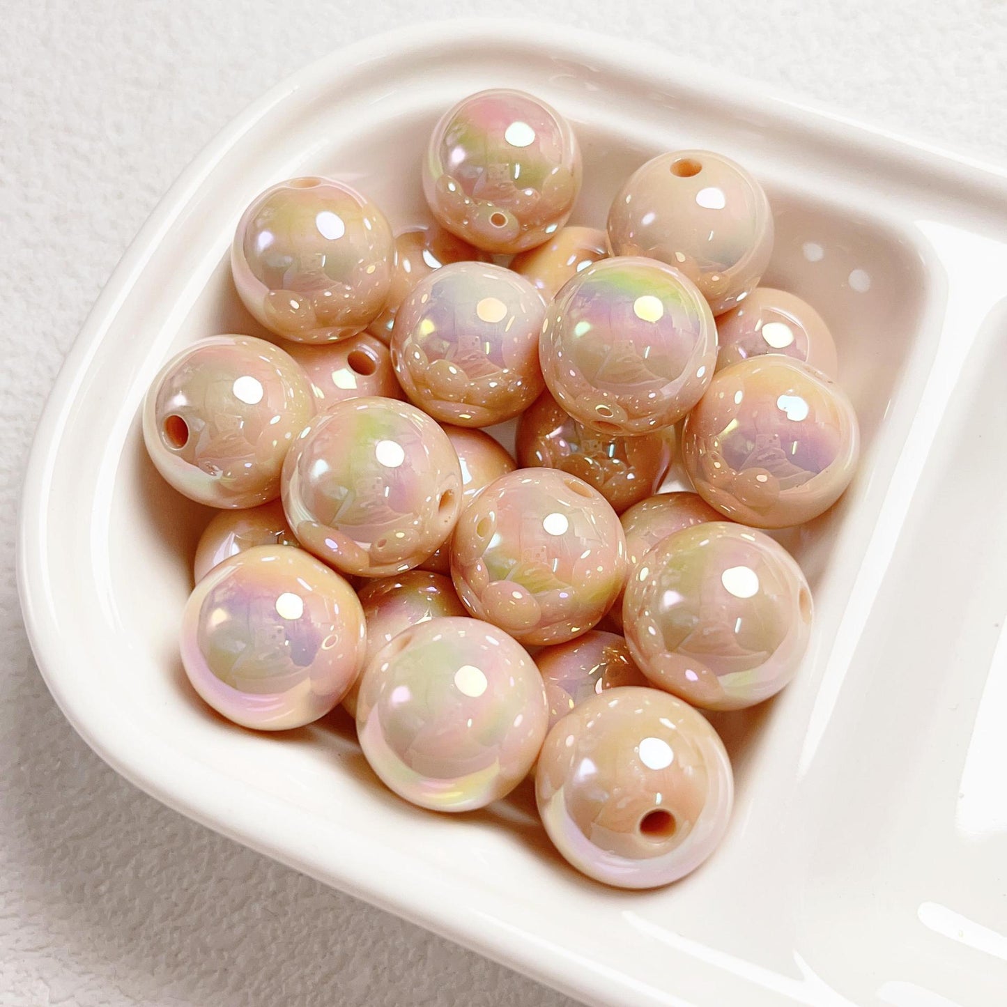 16Mm high-quality UV color-plated straight-hole round beads, beaded DIY mobile phone chain car hanging ring loose bead material jewelry accessories