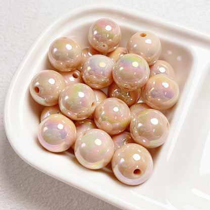 16Mm high-quality UV color-plated straight-hole round beads, beaded DIY mobile phone chain car hanging ring loose bead material jewelry accessories