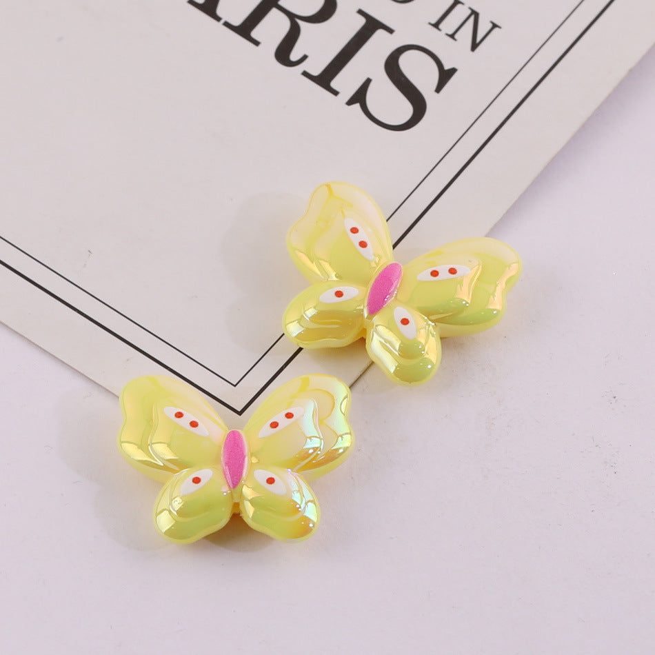Cute Butterfly Acrylic Beads, UV Coated,  for DIY Phone Straps, Keychains & Beading Projects