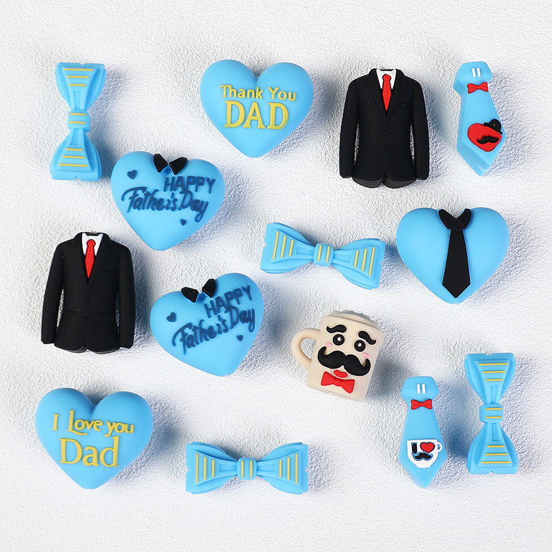 Father’s Day 3D Silicone Beads – Heart Dad Charms for DIY Bracelets & Gifts （20pcs)