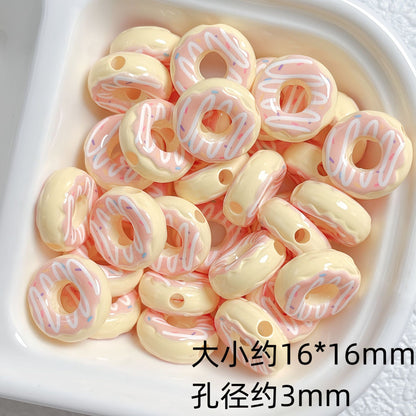 Cute colored lacquered donut DIY handmade beaded material bracelet necklace jewelry loose bead accessories acrylic