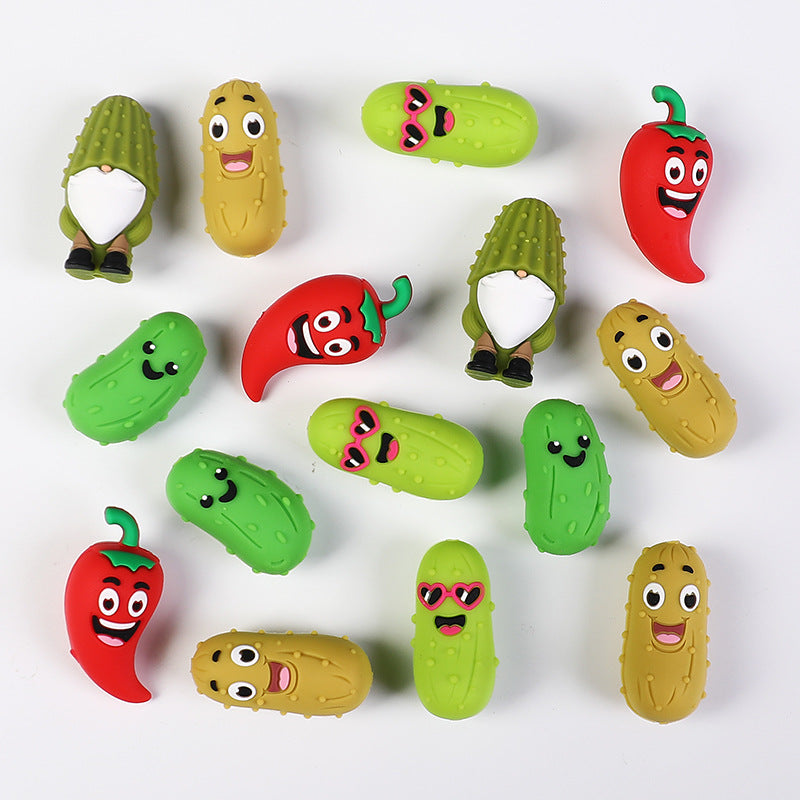 3D Cucumber & Chili Silicone Beads – Cute Food Charms with Hole for DIY Bracelets & Jewelry Making（20pcs)