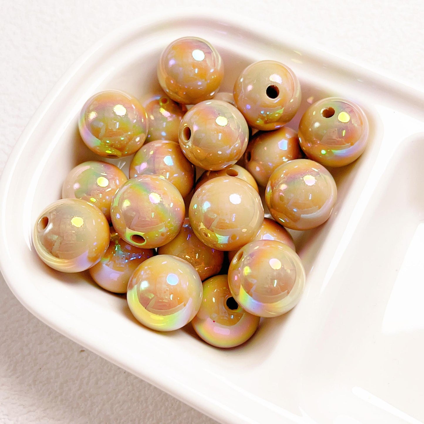 16Mm high-quality UV color-plated straight-hole round beads, beaded DIY mobile phone chain car hanging ring loose bead material jewelry accessories