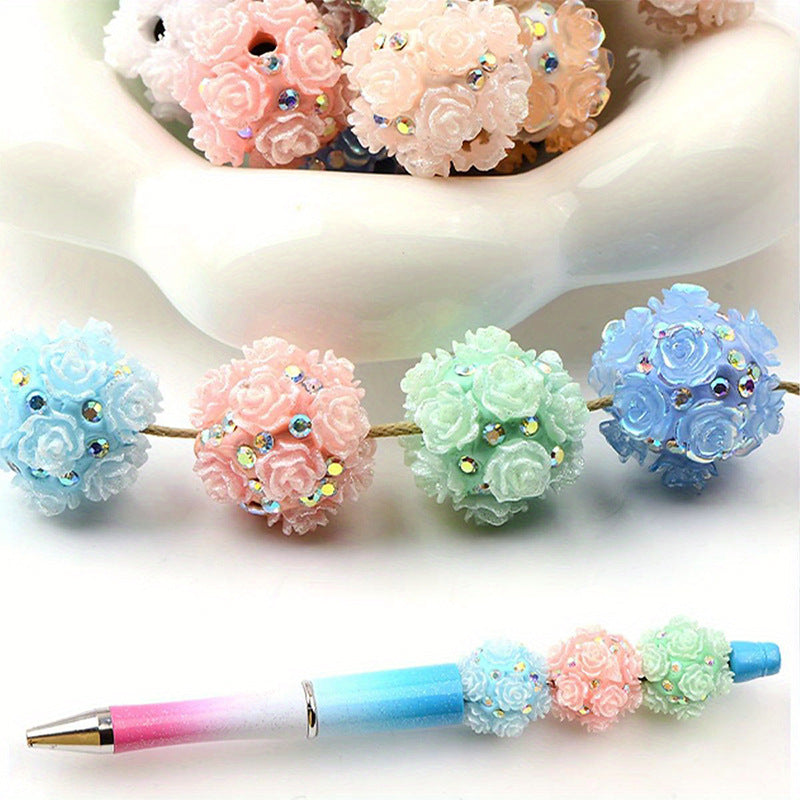 Rose Rhinestone Bead Charm for DIY Jewelry & Hanging Decor
