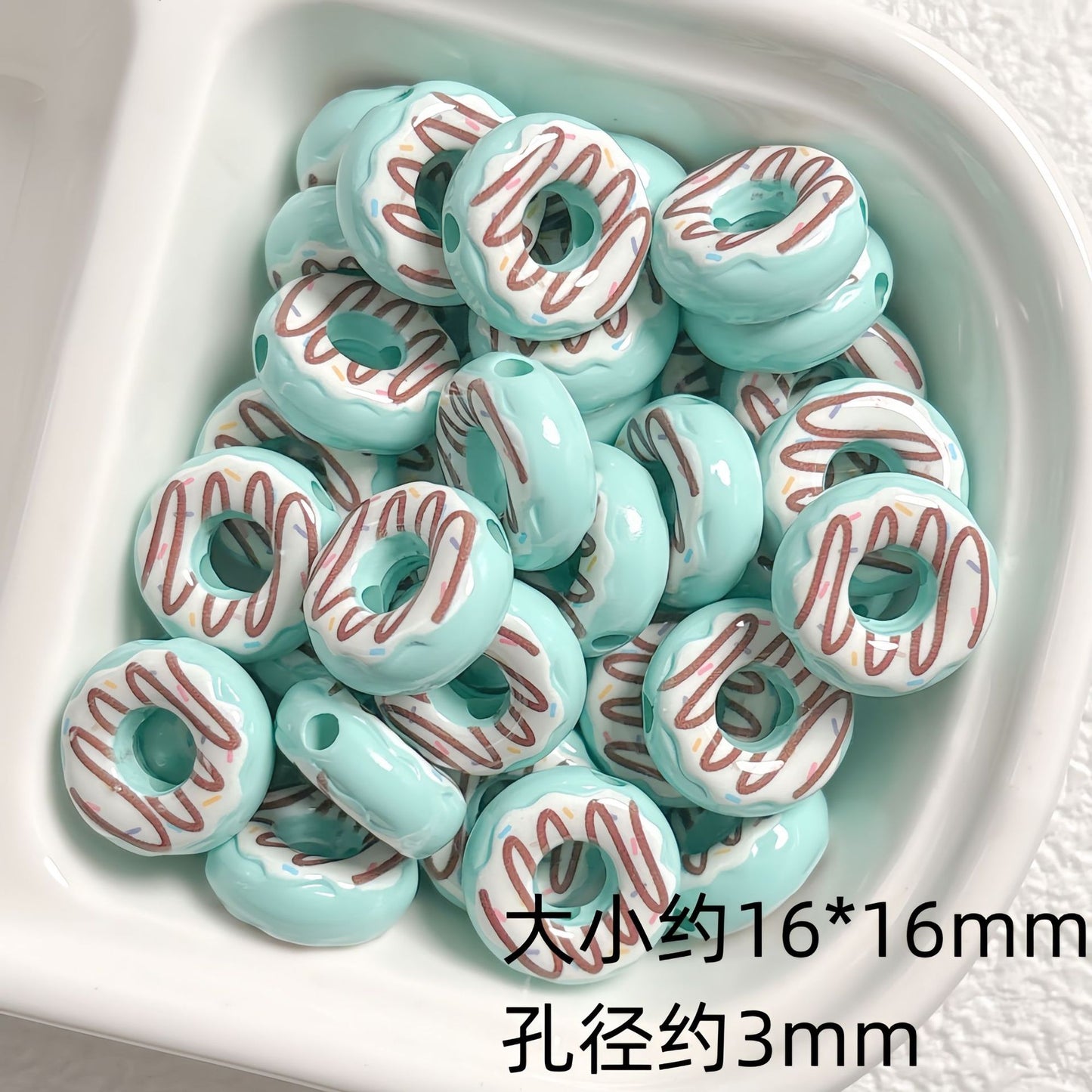 Cute colored lacquered donut DIY handmade beaded material bracelet necklace jewelry loose bead accessories acrylic