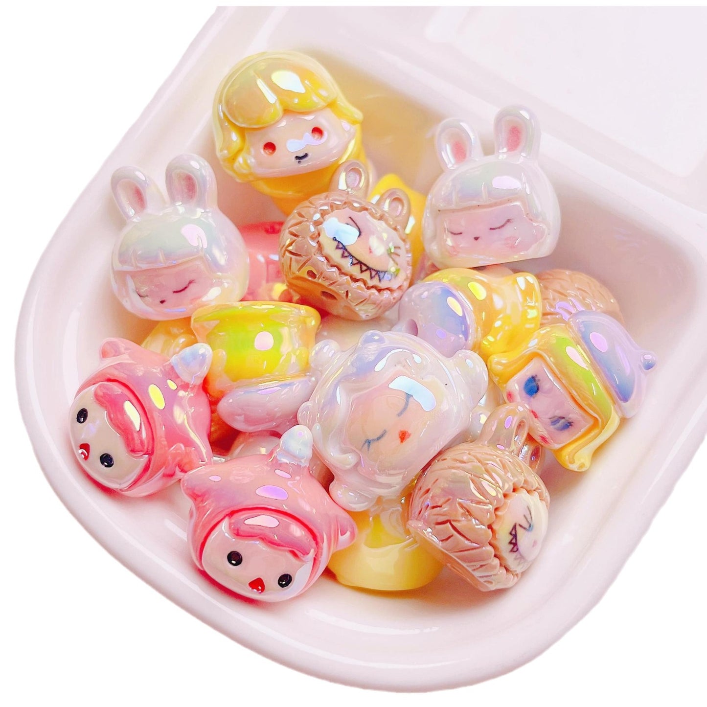 Viral Cartoon Resin Cute Mini Figure Beads | Straight Hole Loose Beads for DIY Phone Charms Keychain Jewelry Making Supplies