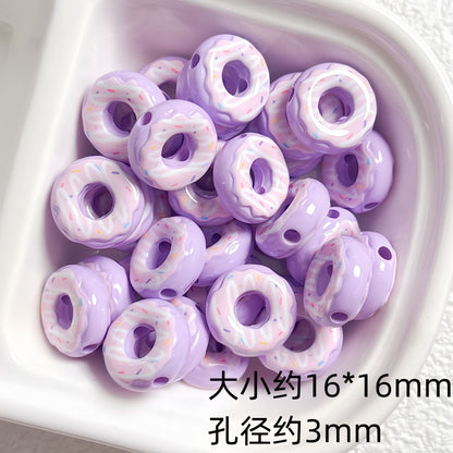 Cute colored lacquered donut DIY handmade beaded material bracelet necklace jewelry loose bead accessories acrylic