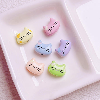 Cream Alloy Cat Head Beads, Vertical Hole Loose Beads for DIY Phone Charms, Necklaces, Pendants & Jewelry Making Supplies