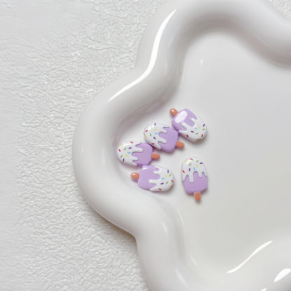 New Cartoon Painted Ice Cream & Popsicle Acrylic Beads | Straight & Diagonal Holes for DIY Phone Charms, Jewelry Making Supplies
