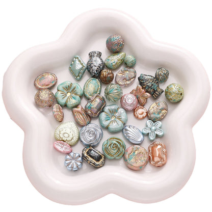 Gold-Edge Marble-Style Acrylic Beads— DIY Jewelry & Phone Charm Beads
