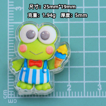 Cute Acrylic Embossed Printed Charms – Cute Cartoon Beads with Hole for DIY Jewelry & Accessories (10pcs)