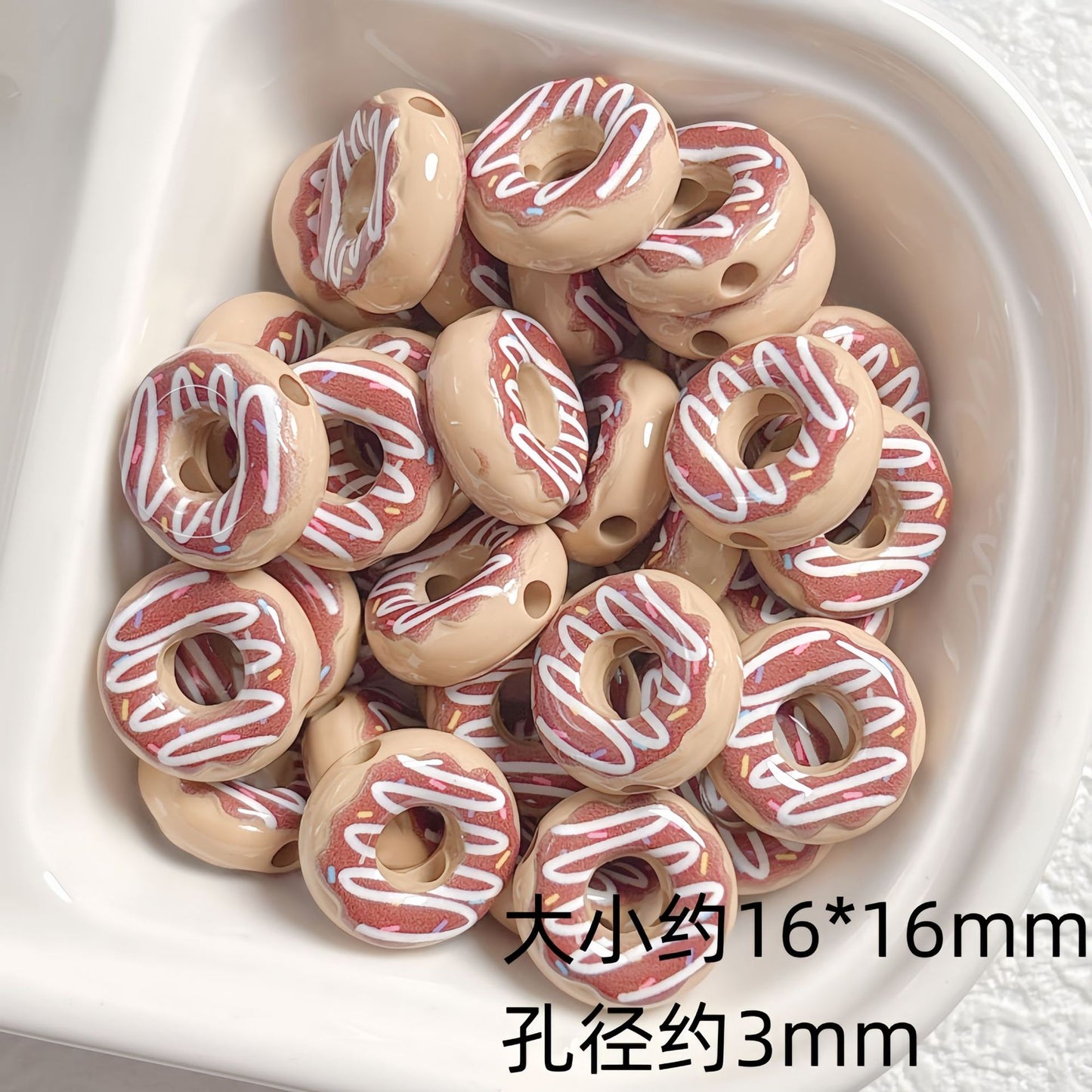 Cute colored lacquered donut DIY handmade beaded material bracelet necklace jewelry loose bead accessories acrylic