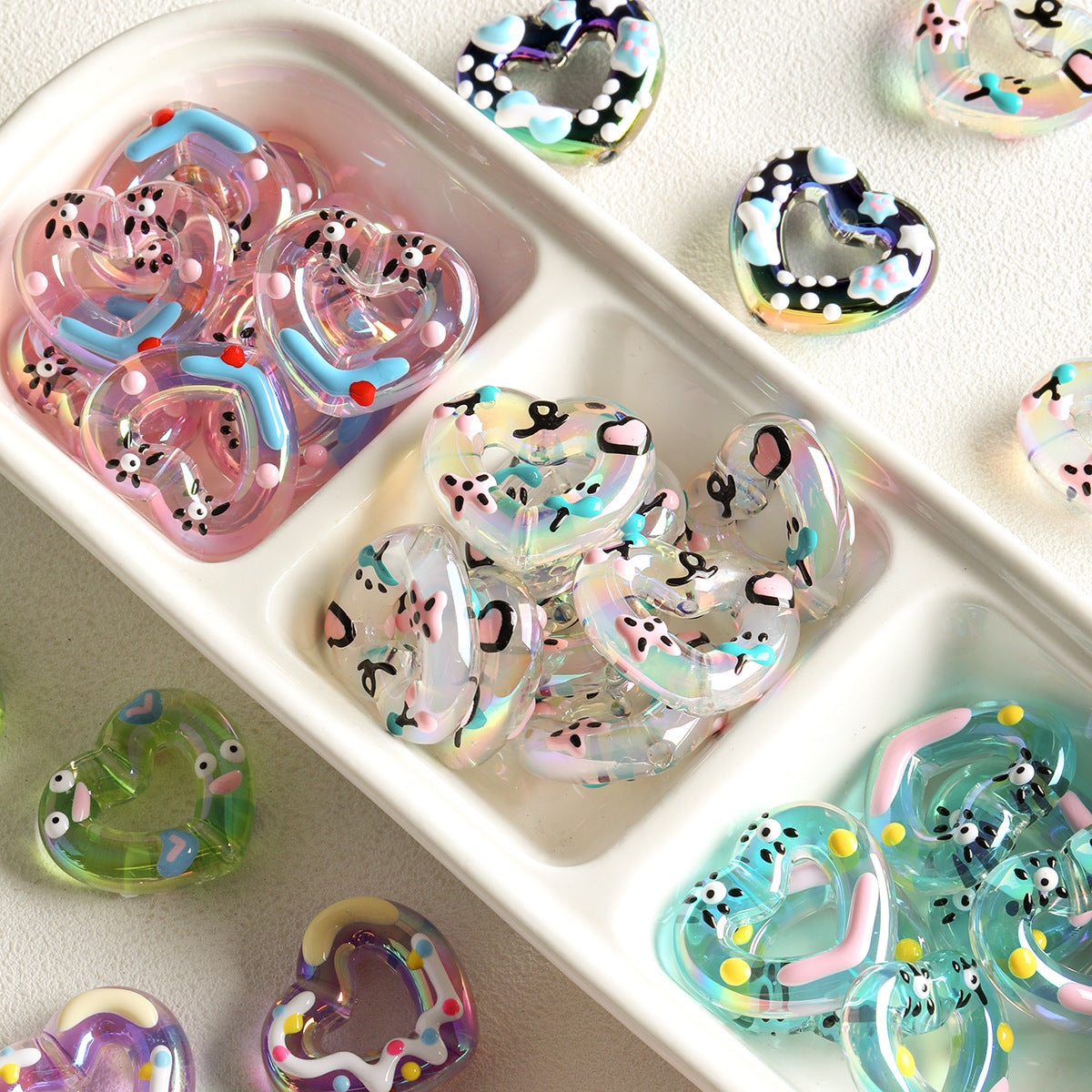 Acrylic plated hand-painted loose bead mobile phone chain car pendant bead DIY accessory kit