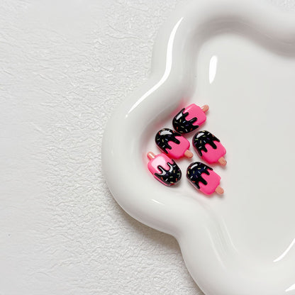 New Cartoon Painted Ice Cream & Popsicle Acrylic Beads | Straight & Diagonal Holes for DIY Phone Charms, Jewelry Making Supplies