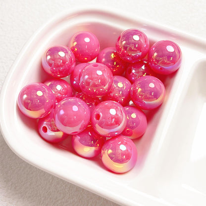 16Mm high-quality UV color-plated straight-hole round beads, beaded DIY mobile phone chain car hanging ring loose bead material jewelry accessories