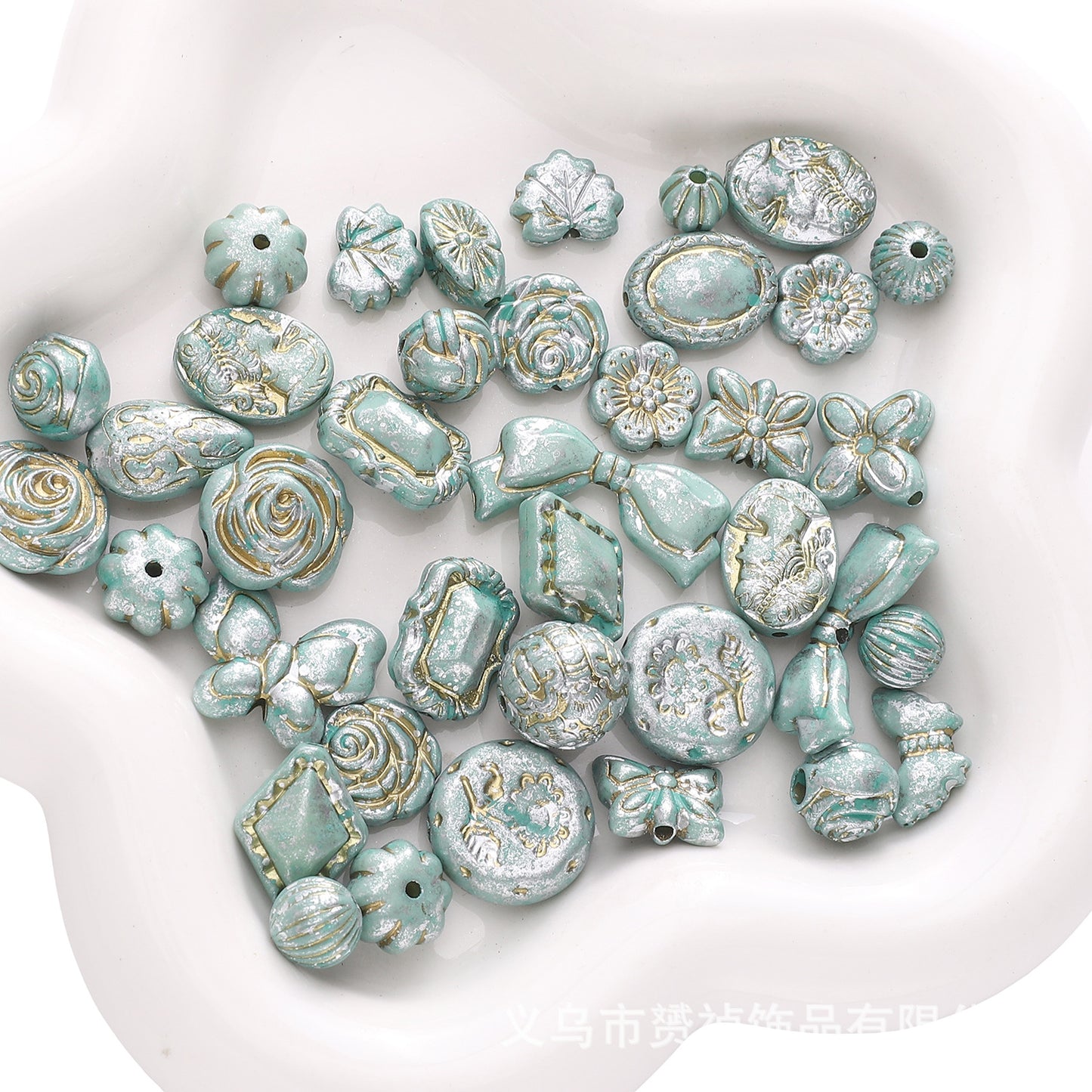 Gold-Edge Marble-Style Acrylic Beads— DIY Jewelry & Phone Charm Beads