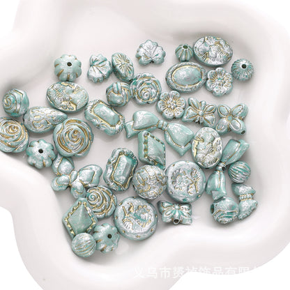Gold-Edge Marble-Style Acrylic Beads— DIY Jewelry & Phone Charm Beads