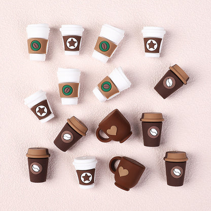 3D Food-Grade Silicone Beads for DIY Jewelry & Cup Charms – Hole Beads for Bracelet, Keychain & Coffee Cup Decoration(20pcs)