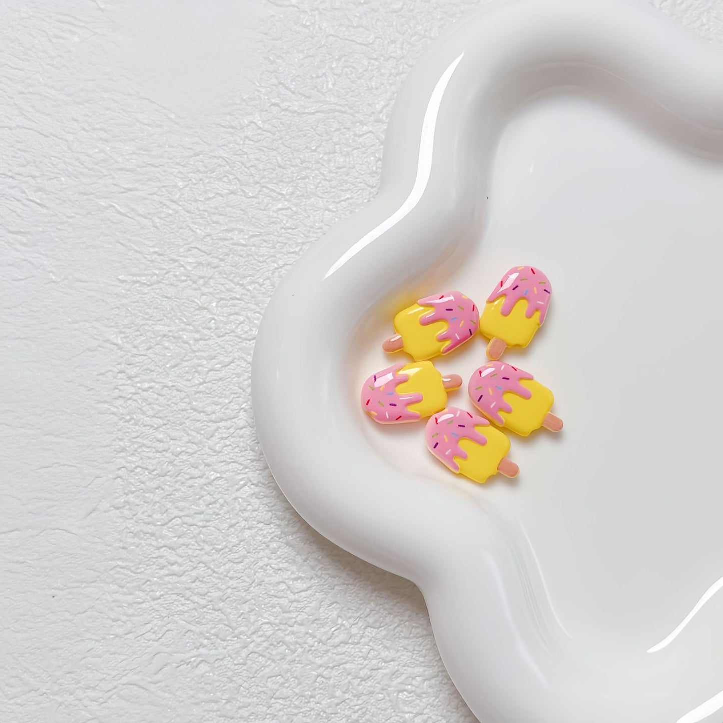 New Cartoon Painted Ice Cream & Popsicle Acrylic Beads | Straight & Diagonal Holes for DIY Phone Charms, Jewelry Making Supplies