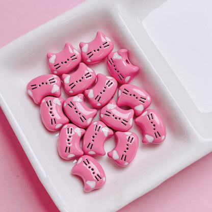 Cream Alloy Cat Head Beads, Vertical Hole Loose Beads for DIY Phone Charms, Necklaces, Pendants & Jewelry Making Supplies