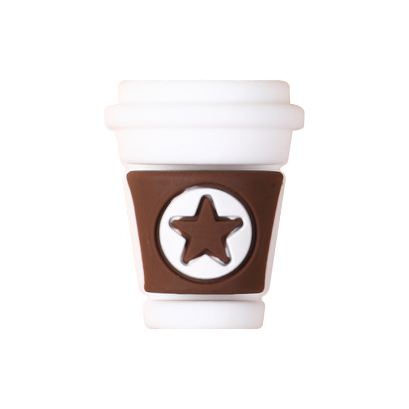 3D Food-Grade Silicone Beads for DIY Jewelry & Cup Charms – Hole Beads for Bracelet, Keychain & Coffee Cup Decoration(20pcs)