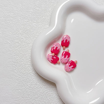 New Cartoon Painted Ice Cream & Popsicle Acrylic Beads | Straight & Diagonal Holes for DIY Phone Charms, Jewelry Making Supplies