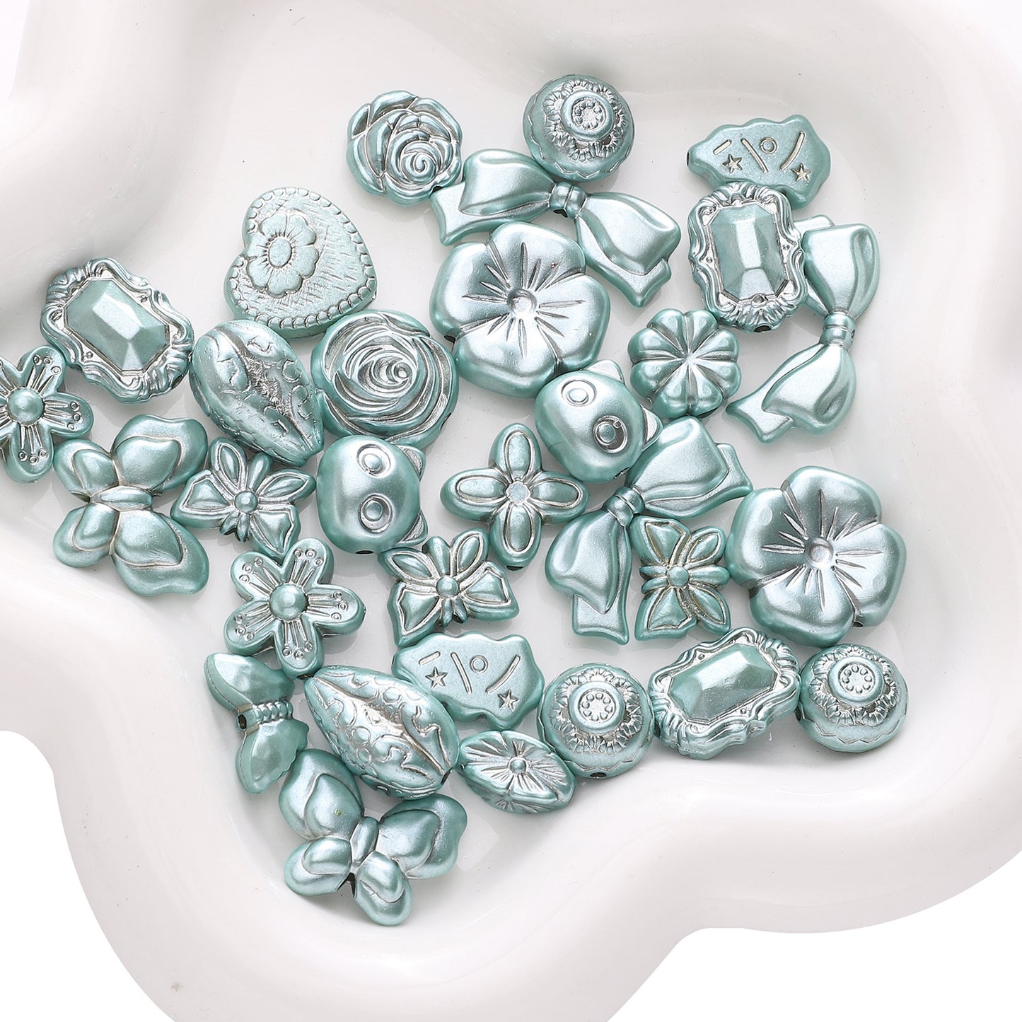 Gold-Edge Marble-Style Acrylic Beads— DIY Jewelry & Phone Charm Beads