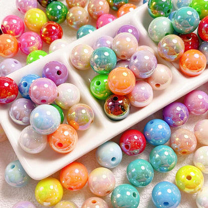16Mm high-quality UV color-plated straight-hole round beads, beaded DIY mobile phone chain car hanging ring loose bead material jewelry accessories