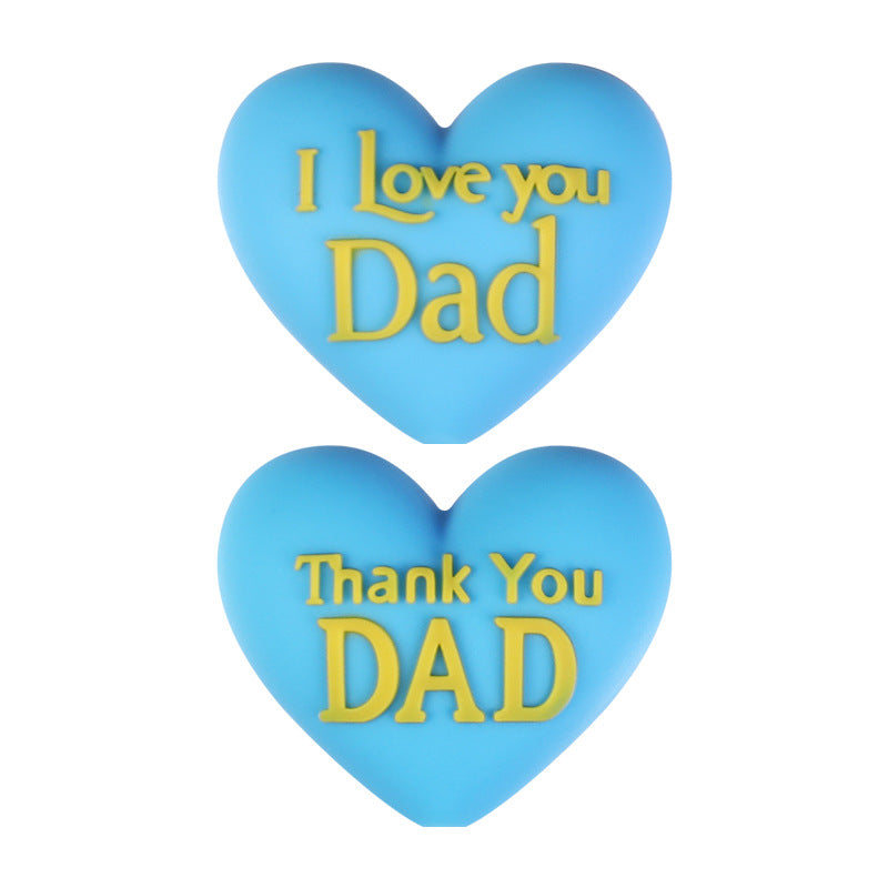 Father’s Day 3D Silicone Beads – Heart Dad Charms for DIY Bracelets & Gifts （20pcs)