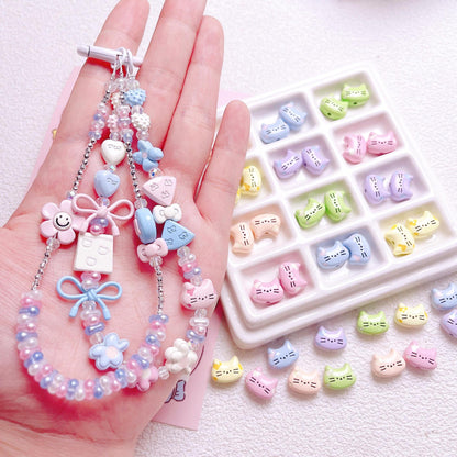 Cream Alloy Cat Head Beads, Vertical Hole Loose Beads for DIY Phone Charms, Necklaces, Pendants & Jewelry Making Supplies