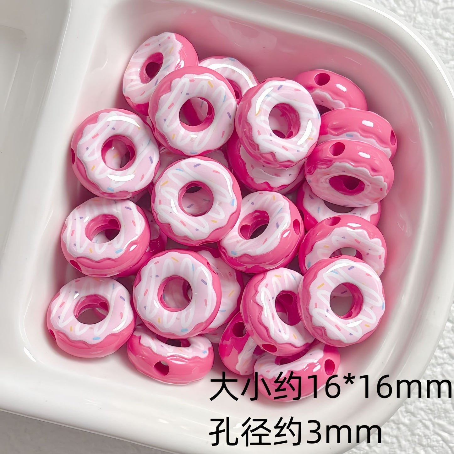 Cute colored lacquered donut DIY handmade beaded material bracelet necklace jewelry loose bead accessories acrylic