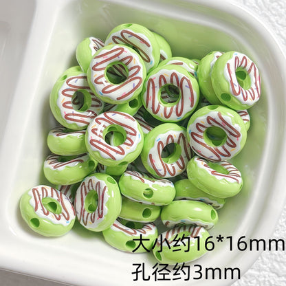 Cute colored lacquered donut DIY handmade beaded material bracelet necklace jewelry loose bead accessories acrylic