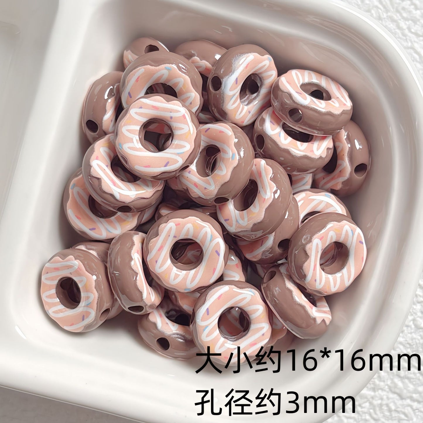 Cute colored lacquered donut DIY handmade beaded material bracelet necklace jewelry loose bead accessories acrylic
