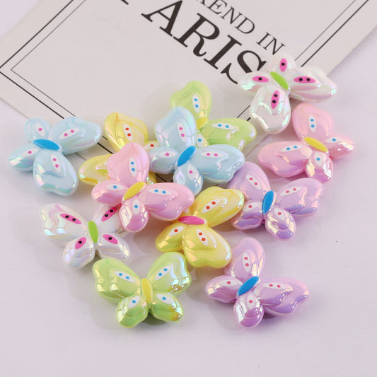 Cute Butterfly Acrylic Beads, UV Coated,  for DIY Phone Straps, Keychains & Beading Projects